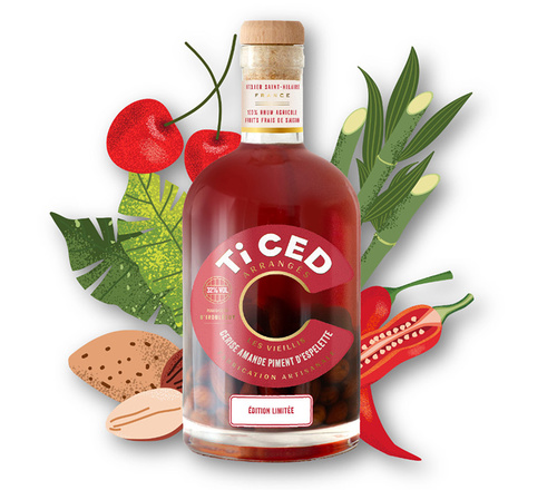 PUNCH AU RHUM TI CED' CERISE AMANDE PIMENT ESPELETTE 32° 70CL