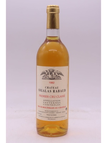 Chateau Sigalas Rabaud 1er GCC SAUTERNES 1982