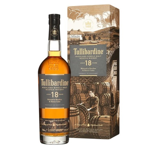 WHISKY ECOSSE HIGHLANDS SINGLE MALT TULLIBARDINE 18 ANS 43% 70CL